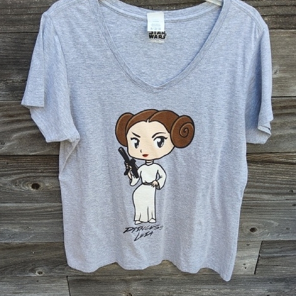 Star Wars Gray Cartoon Princess Leia Tee - Picture 1 of 6